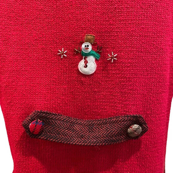 Vintage Beaded Patchwork Christmas Cardigan Sweater - Picture 8 of 14